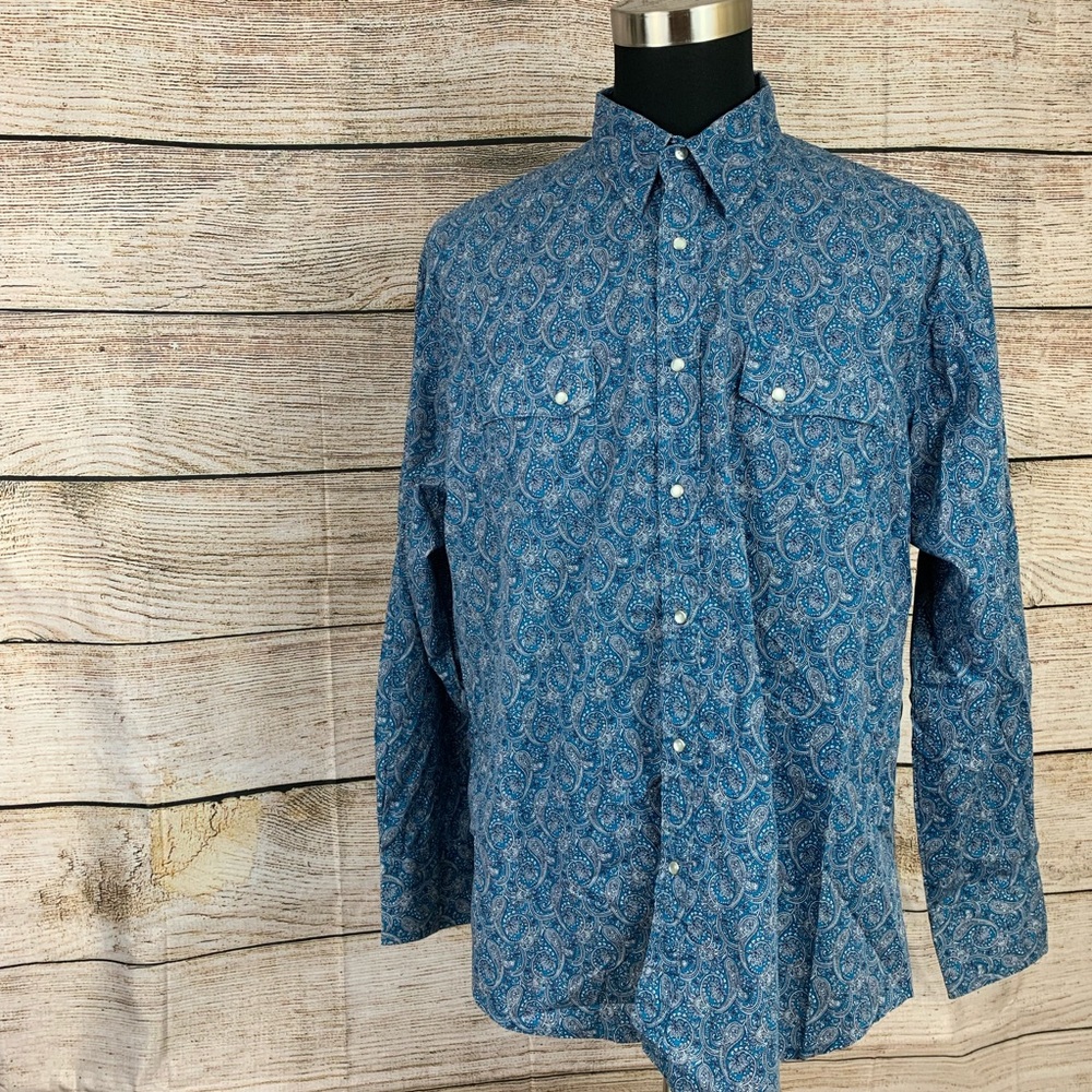 Wrangler 2XL long sleeve pearl snap button down